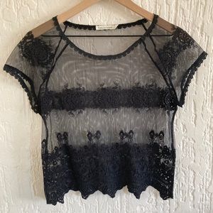 Breeze Ever Black See Through Blouse Size Small